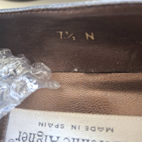 Etienne Aigner Valentine Loafers Vintage Slip Ons Logo Buckle Navy - Picture 6 of 10